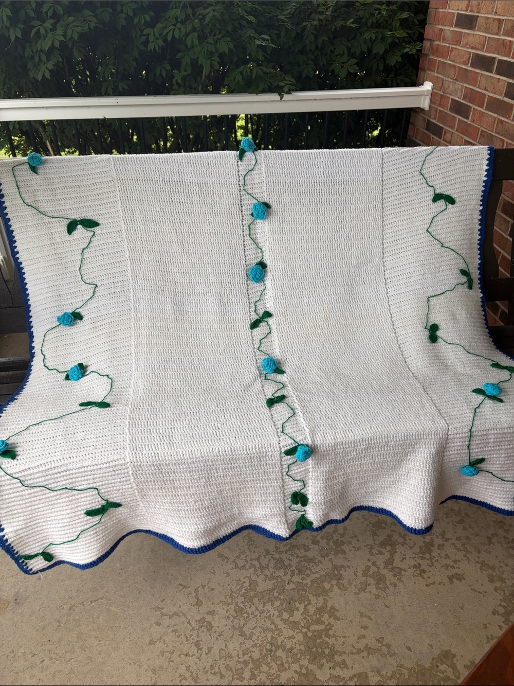 Handmade Granny Core Rose Floral Afghan Blanket Cottage Core